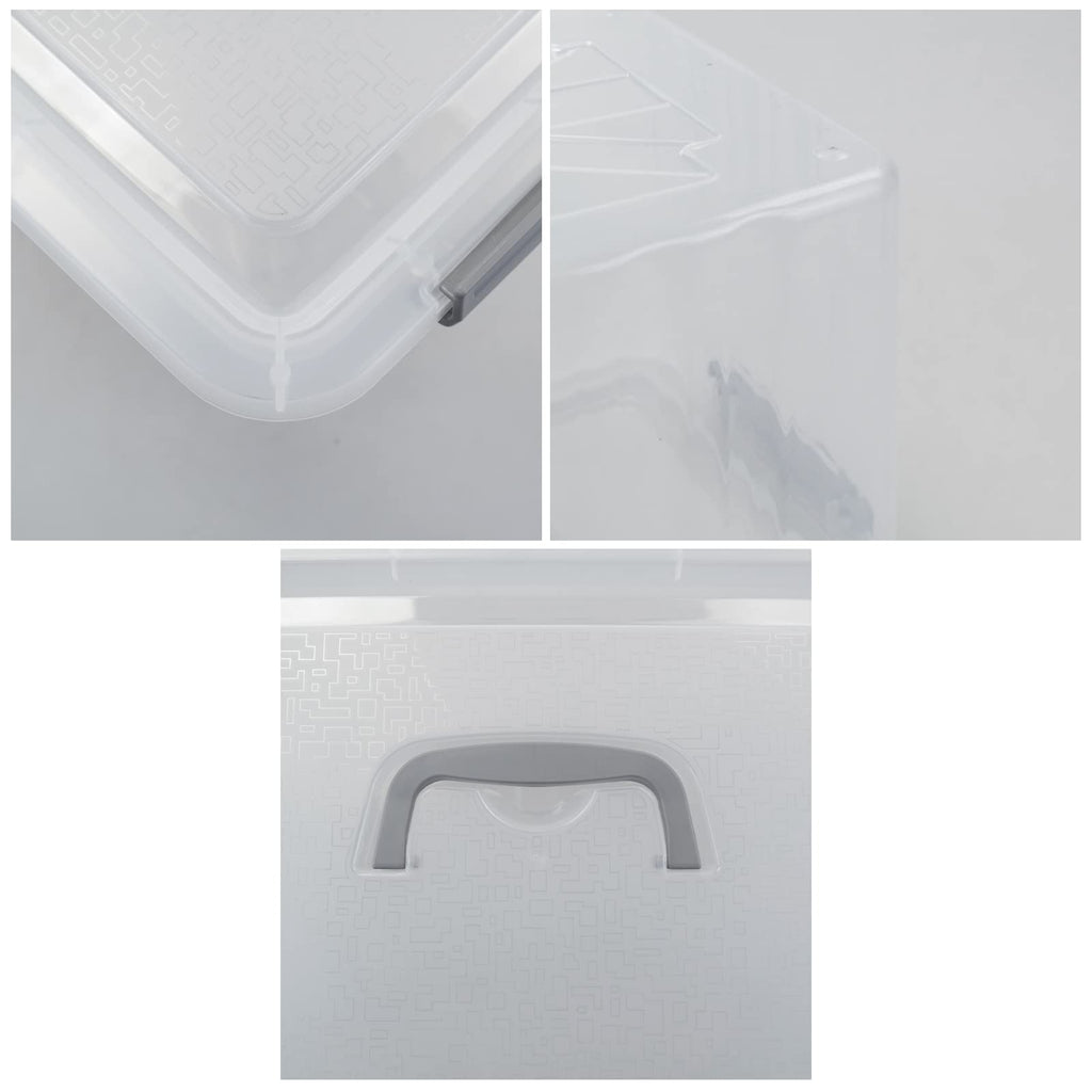 Gitany 12L Plastic Latching Storage Box with Lid, Clear 6-Pack Set