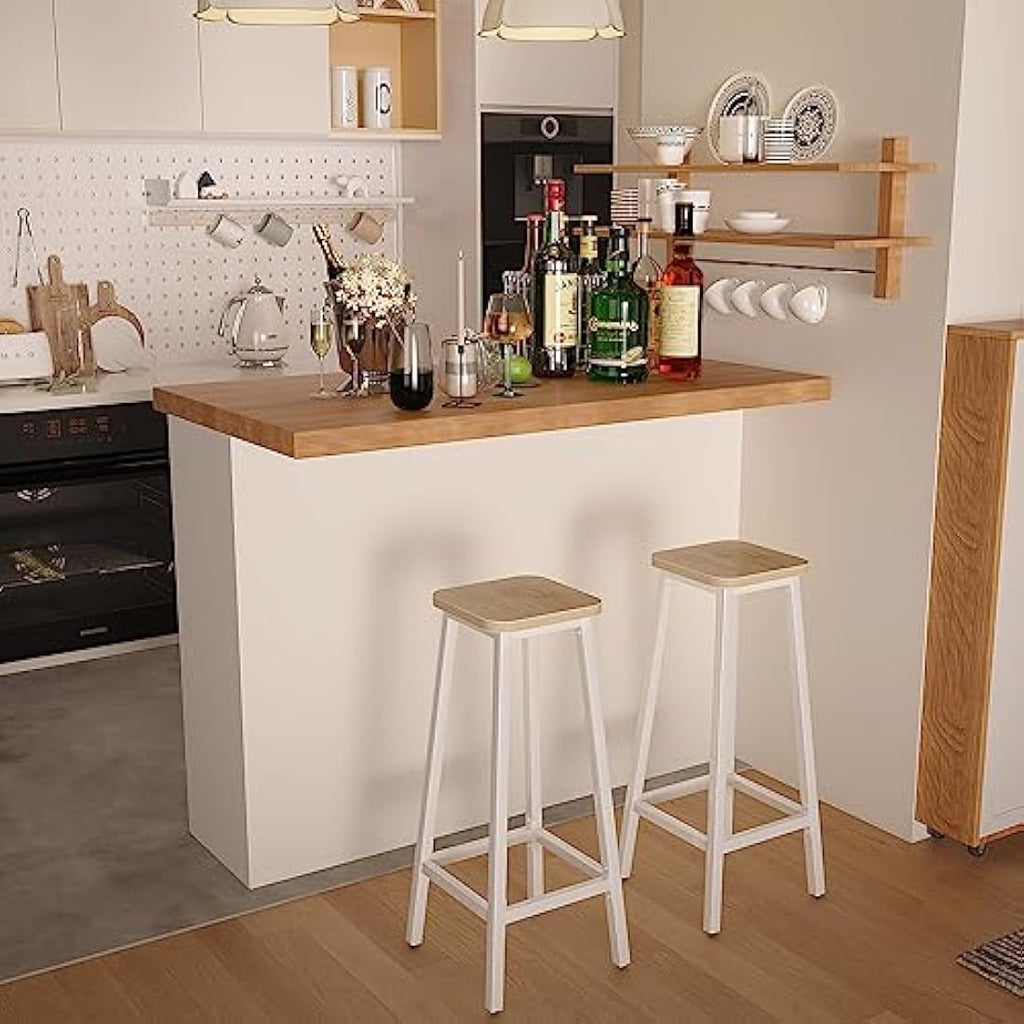 YMYNY Industrial Bar Stools Set of 2 - 70CM Tall Kitchen Breakfast Stools
