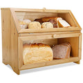 Leader Accessories Large 2-Layer Bamboo Bread Box – Double Decker Bin