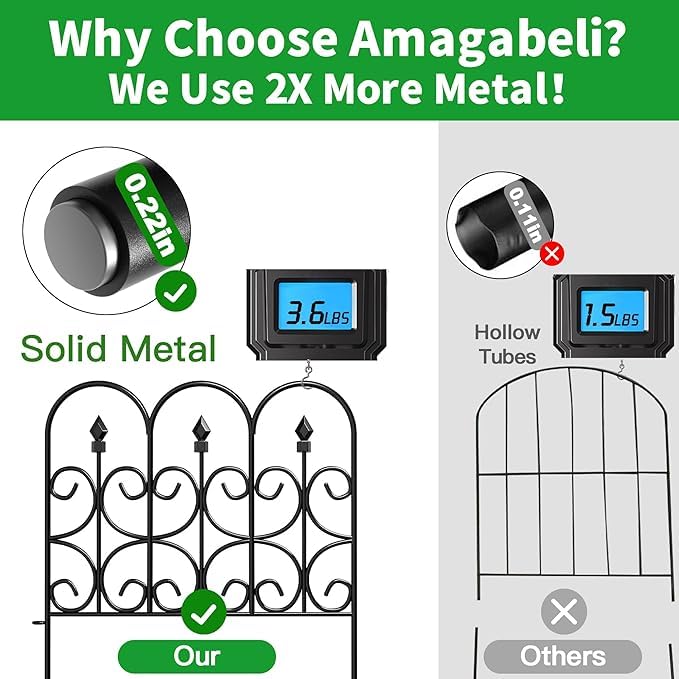 Amagabeli Decorative Garden Fence | 5-Panel Rustproof Metal Dog Barrier