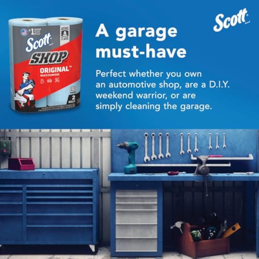 Scott Shop Towels – Heavy Duty Absorbent Disposable Wipes, 2 Pack