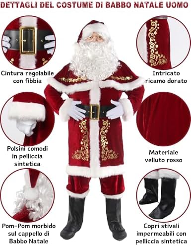 Santa Claus Costume - 12pc Deluxe Velvet Christmas Suit