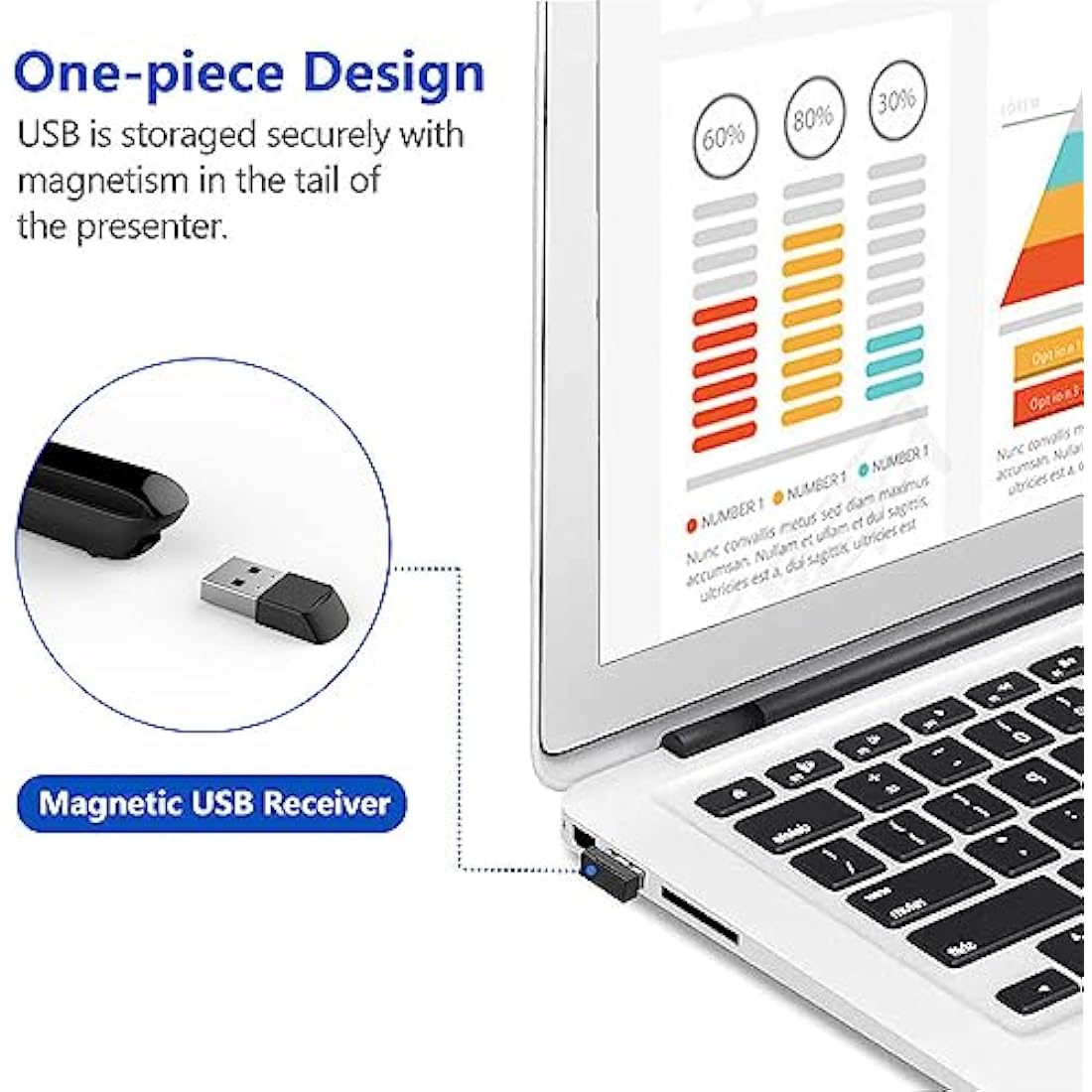 Jolof Store Wireless Presentation Clicker – Red Light PPT Remote for Mac