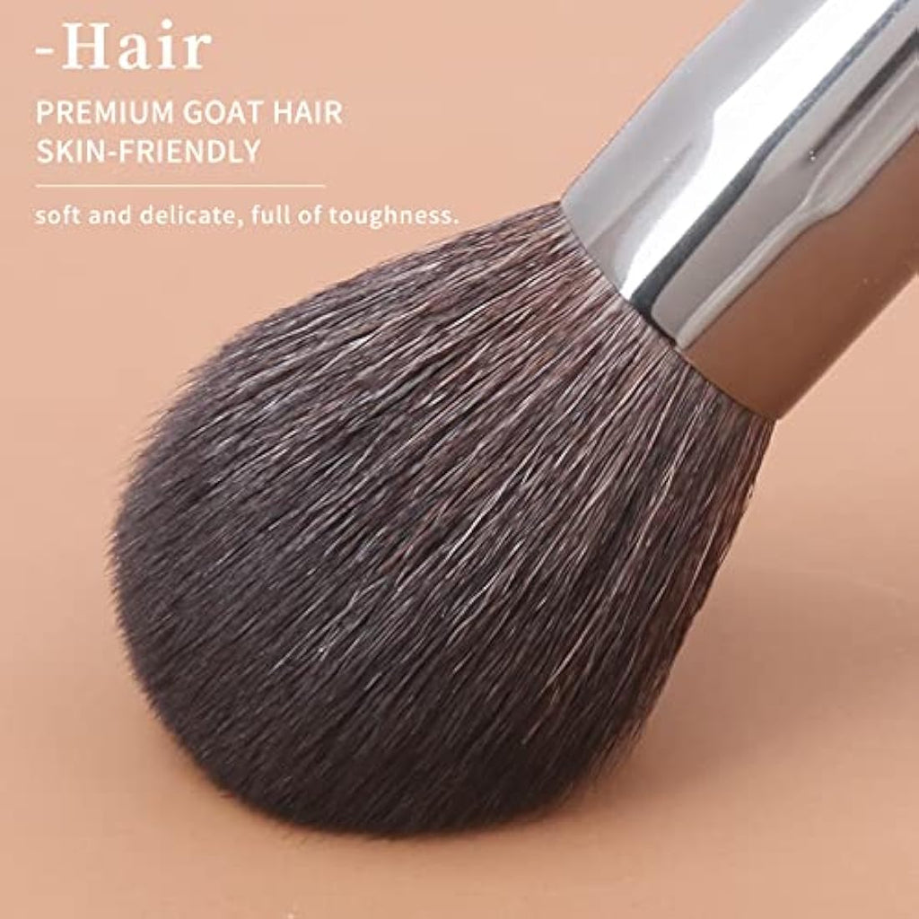 ENZO KEN 24pc Natural Goat Hair Makeup Brush Set with Walnut Handles & Case
