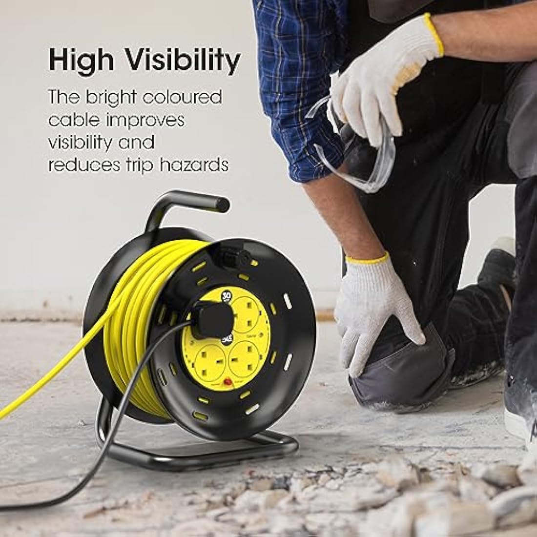 SLx 30m Heavy Duty Extension Lead – 4 Socket Cable Reel with Thermal Cut-Out