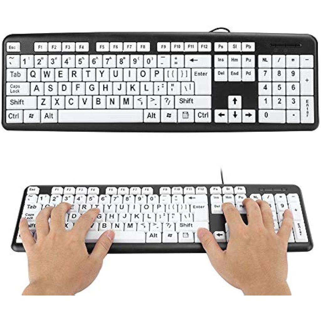 Jolof Store Large Print Wired Keyboard – High Contrast for Seniors