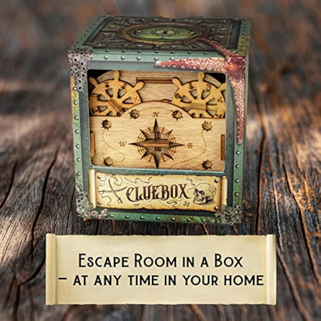 iDventure Cluebox: Davy Jones Locker Wooden Escape Room Puzzle Box