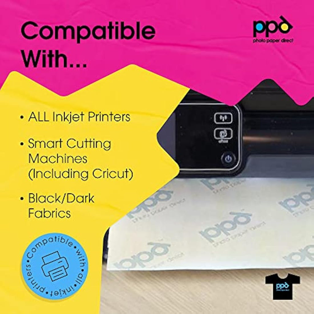PPD Dark Fabric Iron on Transfer Paper for Inkjet Printers - 50 Sheets
