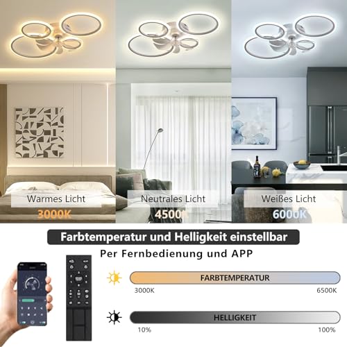 MiiR Modern LED Ceiling Fan with Light | 96W Dimmable Smart Fan