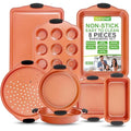 Jolof Store 8-Piece Nonstick Carbon Steel Baking Pan Set with Silicone Handles