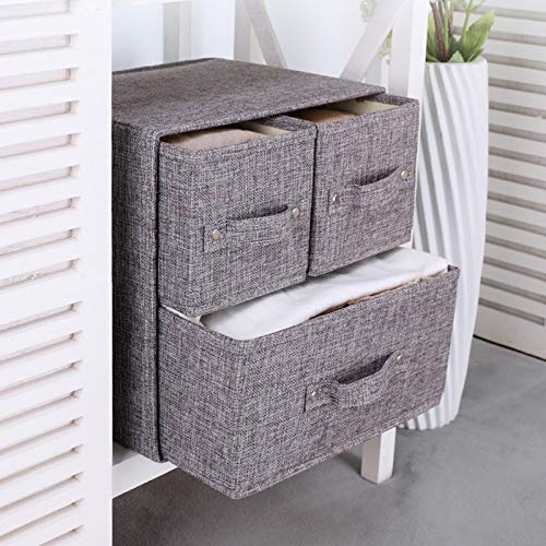 YINGGG Fabric Storage Box Storage Bins with Handle Drawer Organiser with Lid Folding Storage Bins Box Containers for Socks, Underwear, Bras, Ties - image 2