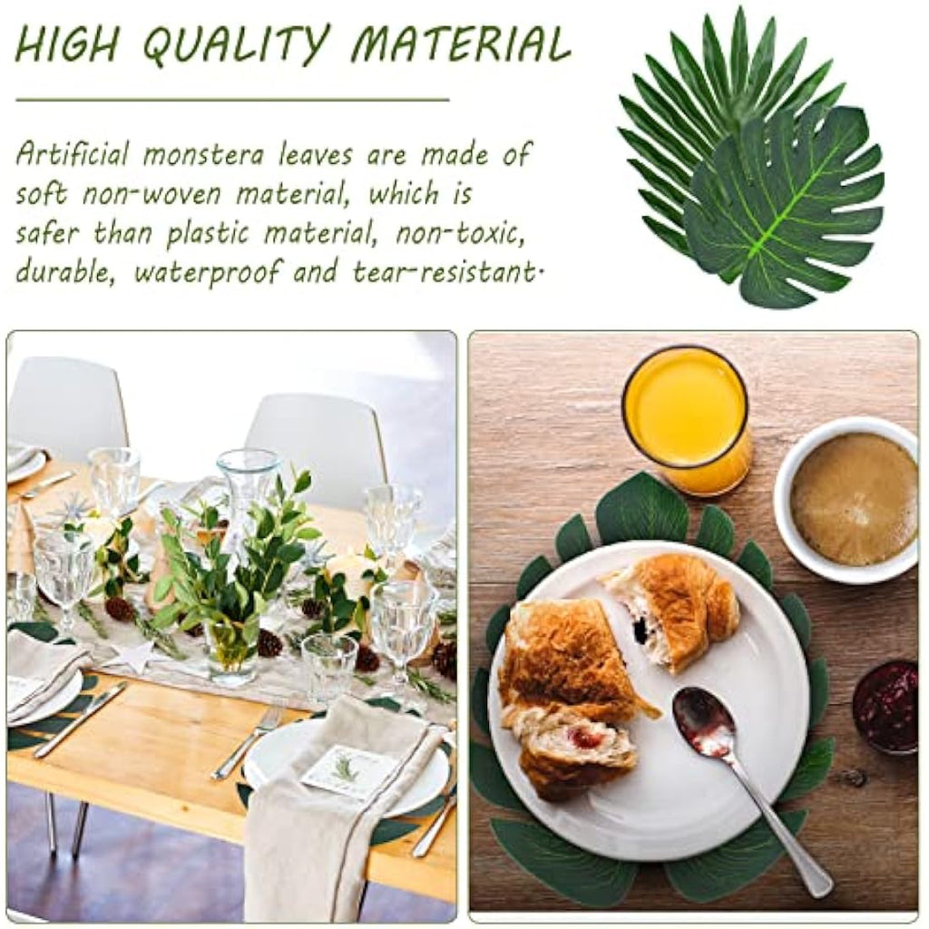 Bubuyun 48Pcs Artificial Tropical Monstera Palm Leaves for Jungle Party Decor
