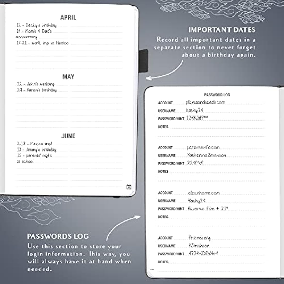 Address Book with Alphabetical Tabs - Mystic Grey Planner