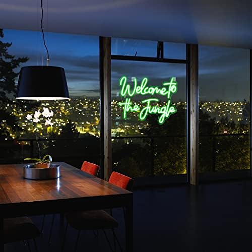 Looklight Welcome to the Jungle Neon Sign – Green LED Wall Decor for Home