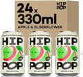 Hip Pop Apple & Elderflower Kombucha – Vegan Gut Health Drink, 24 x 330ml