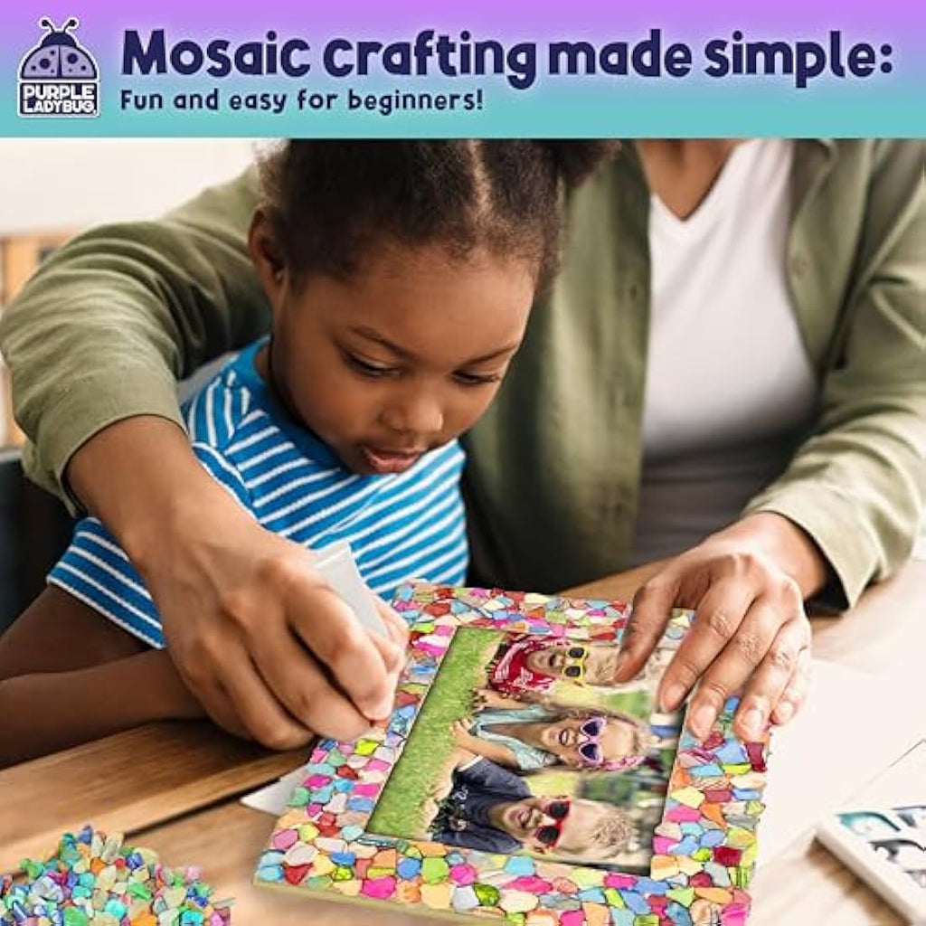 Purple Ladybug Mosaic Photo Frame Craft Kit for Kids Ages 6-12