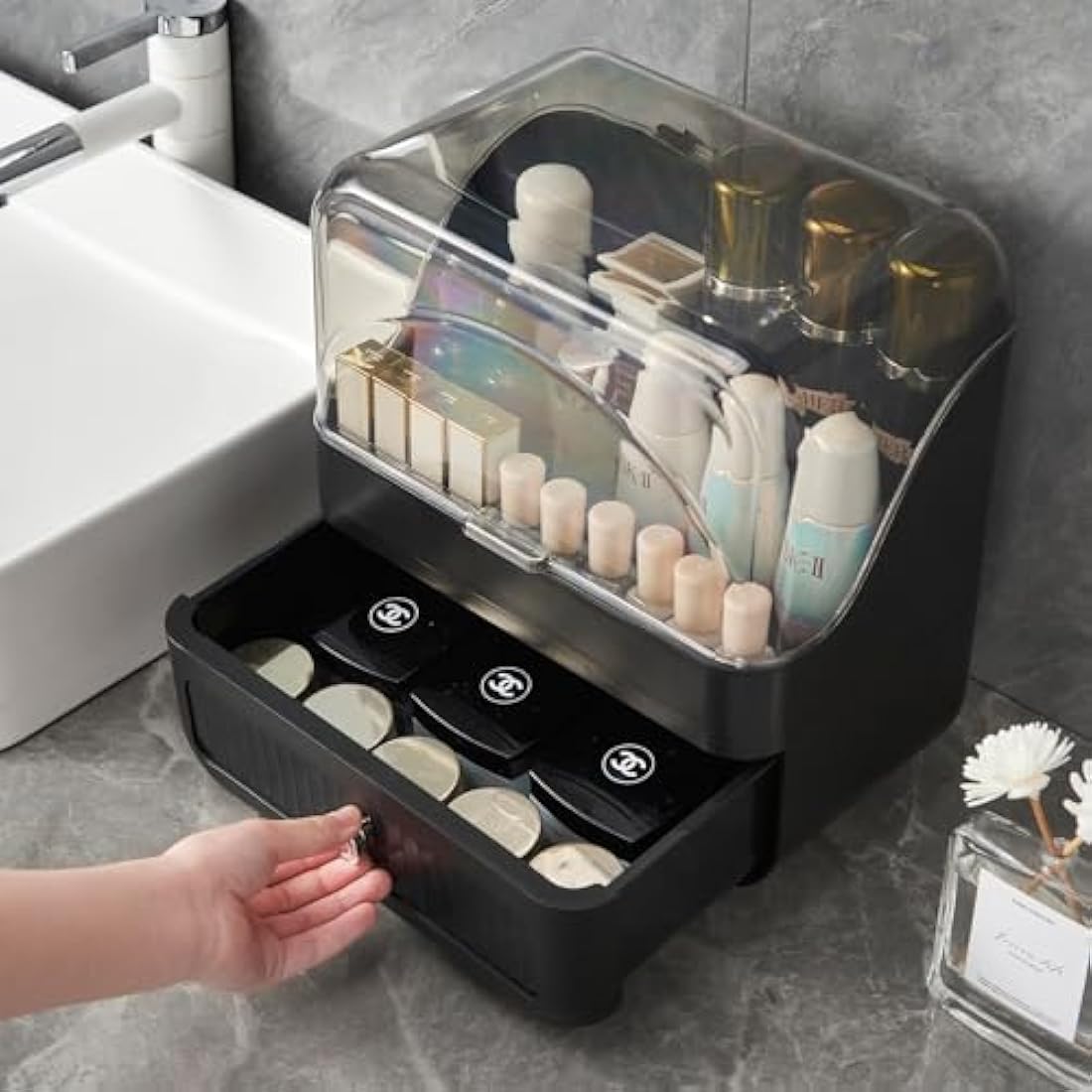 Makeup Organiser – Portable Waterproof Cosmetic Storage, Black