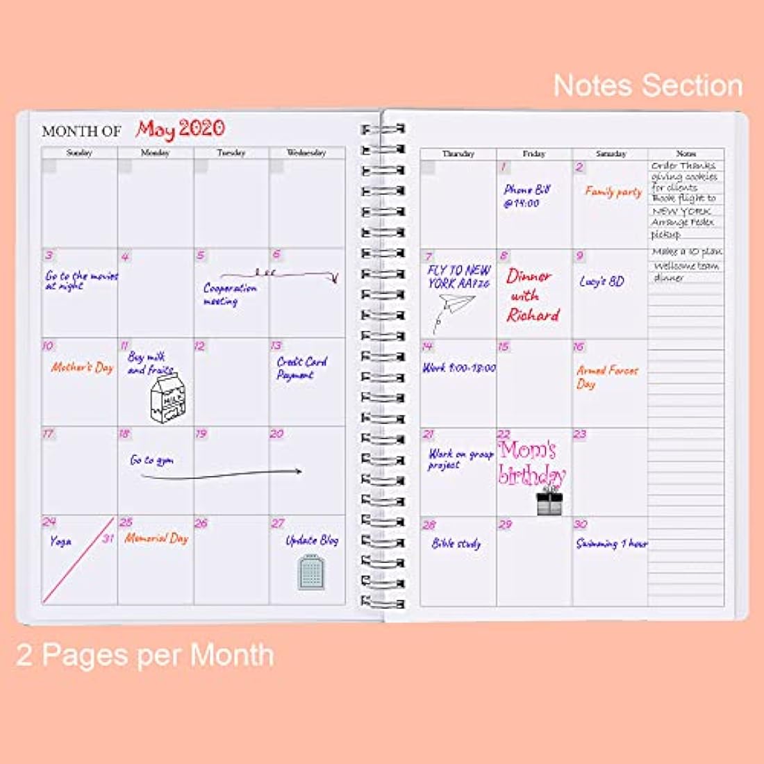 Undated A5 Planner – Weekly & Monthly Goal Tracker Journal