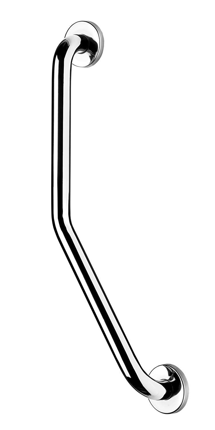 Croydex Angled Bathroom Grab Bar | Chrome Stainless Steel Support Rail