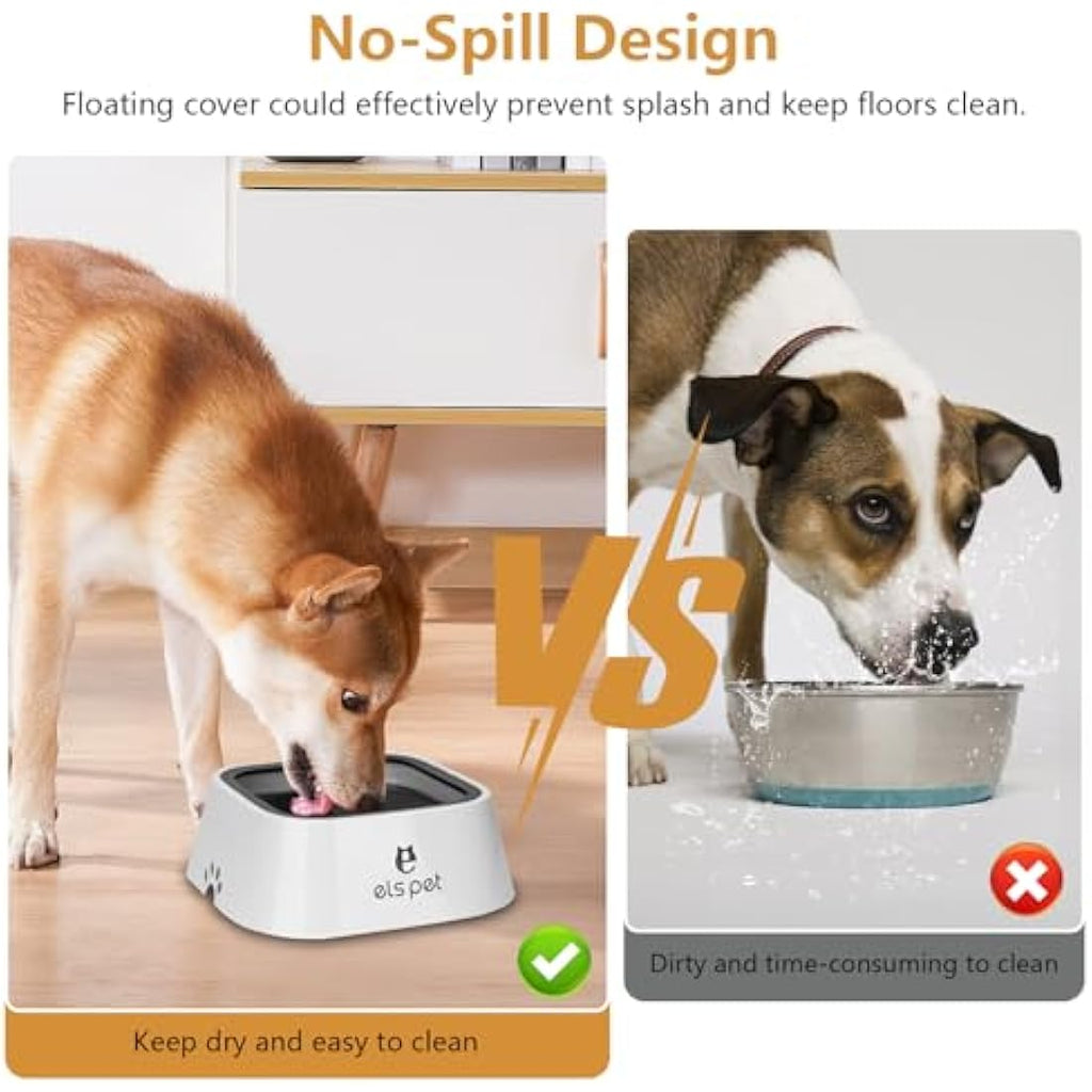Non-Spill Dog Water Bowl – 1.5L Anti-Choking Slow Feeder, Grey