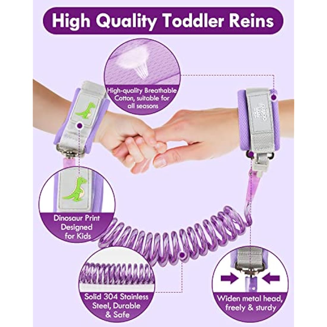 Lehoo Castle Toddler Safety Harness | Anti Lost Wrist Link - Purple