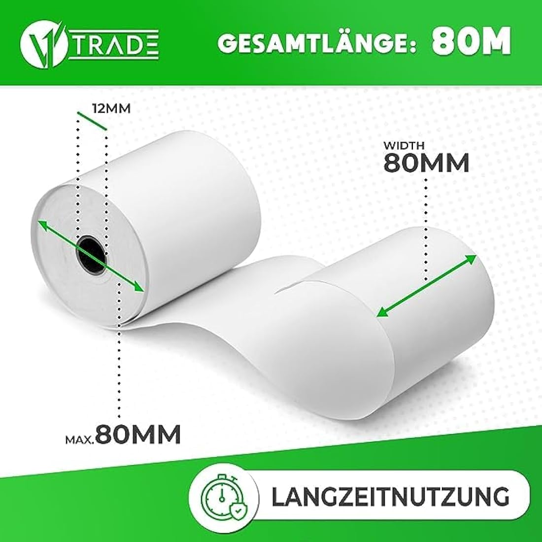 Jolof Store 80mm x 80m Thermal Receipt Rolls - 42g/m2 Paper (48 Pack)