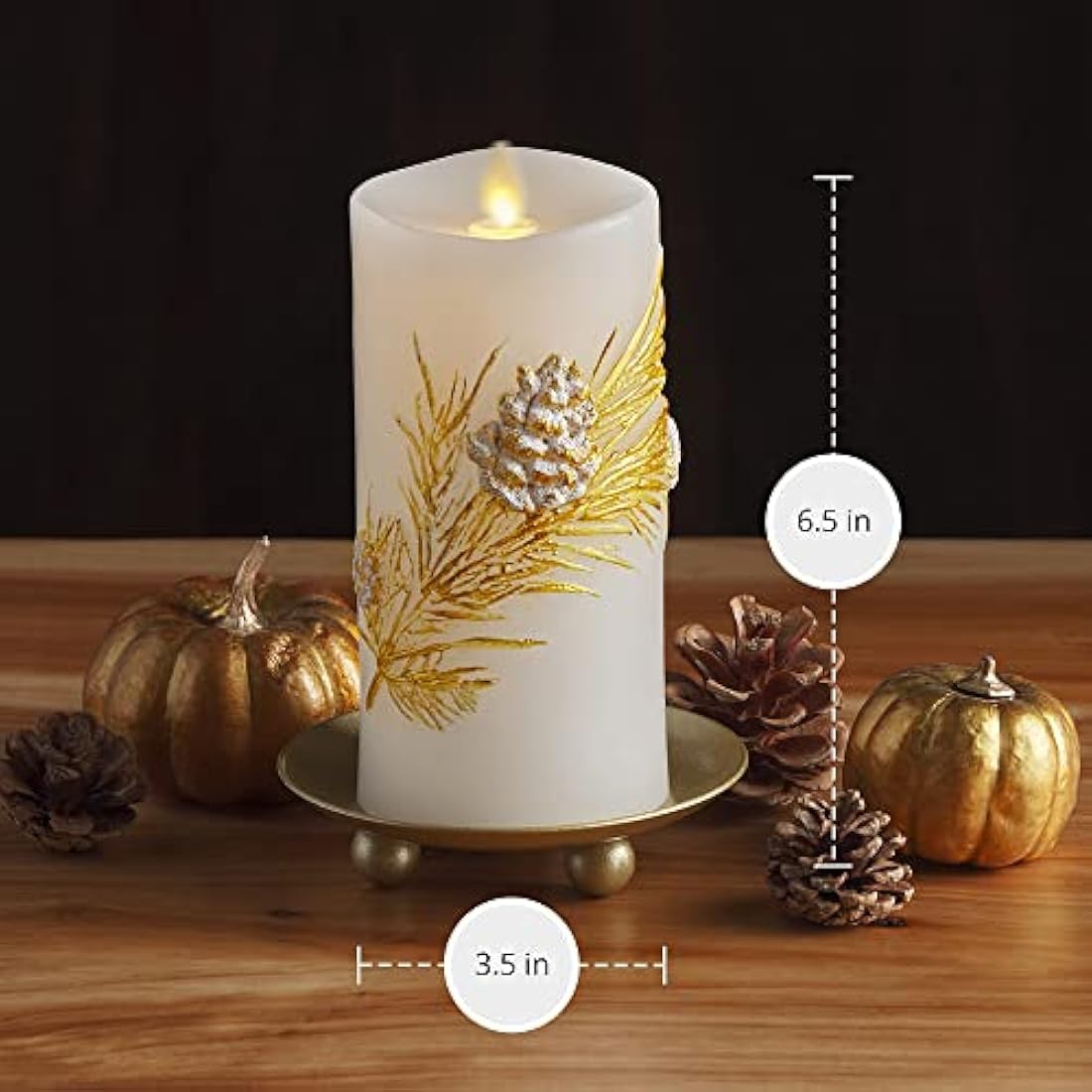 Luminara White Pinecone Flameless LED Candle – 6.5" Real Wax Pillar