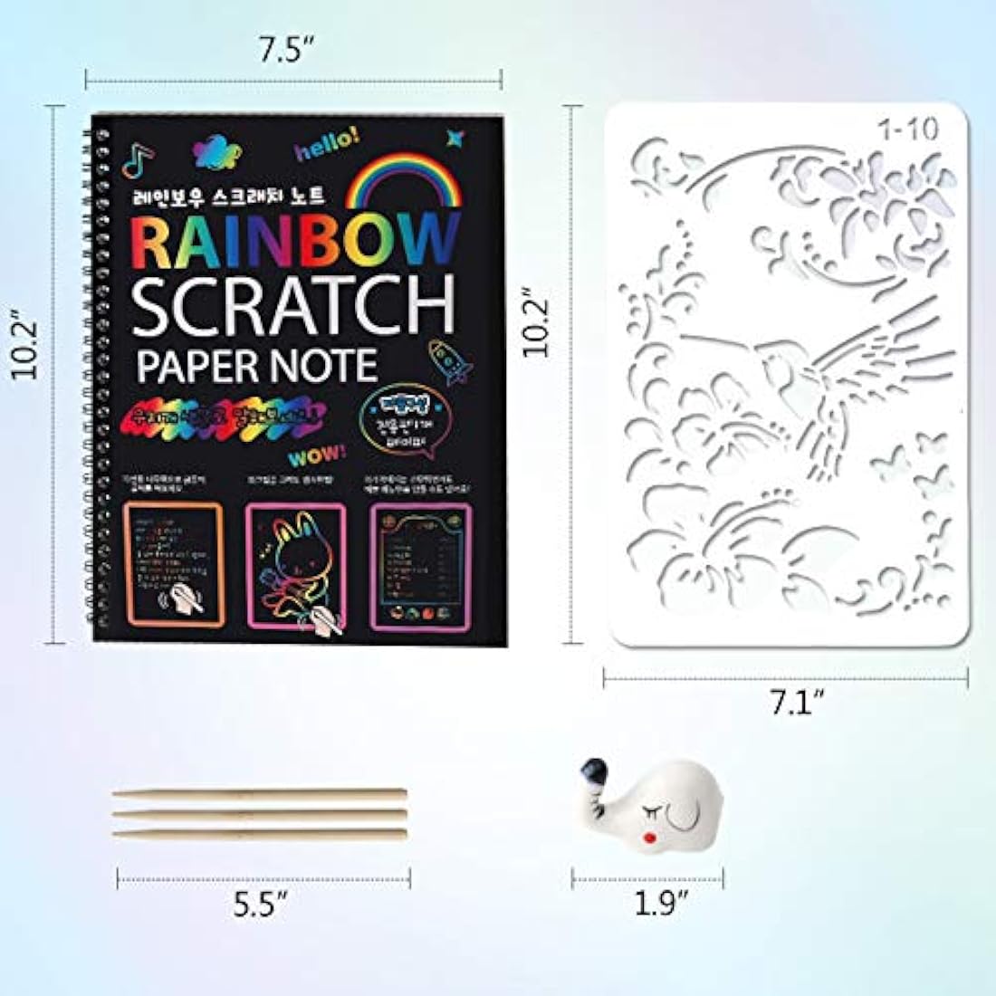 Mocoosy Rainbow Scratch Art Notebooks – 3 Pack Magic Drawing Pads for Kids