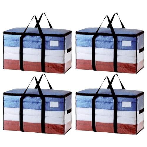 TAILI Extra Large Moving Bags | 4 Pack Clear Heavy Duty Storage Totes