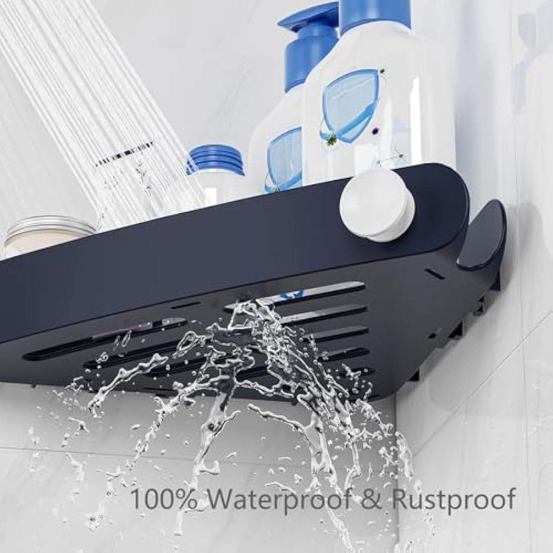 Corner Shower Caddy – 4 Pack No-Drill Adhesive Storage, Navy