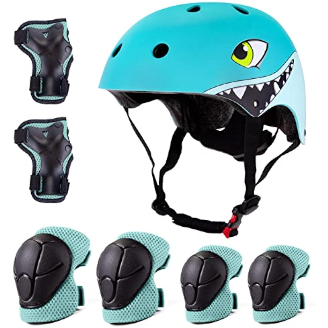Jolof Store Kids Shark Bike Helmet | 7pc Protective Gear Set for Ages 2-5