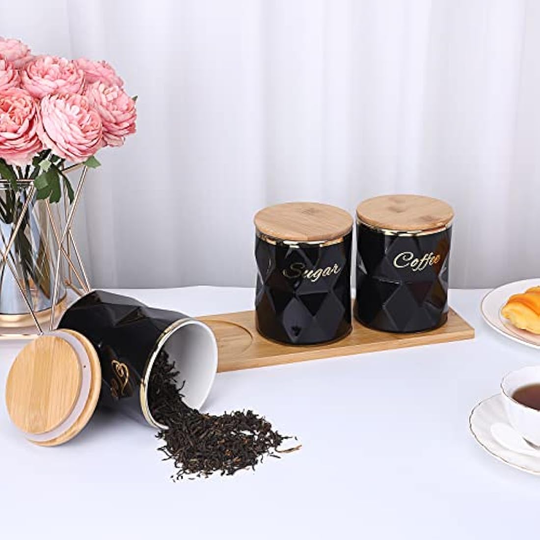 Ceramic Kitchen Canister Set – 3-Piece Airtight Food Jars