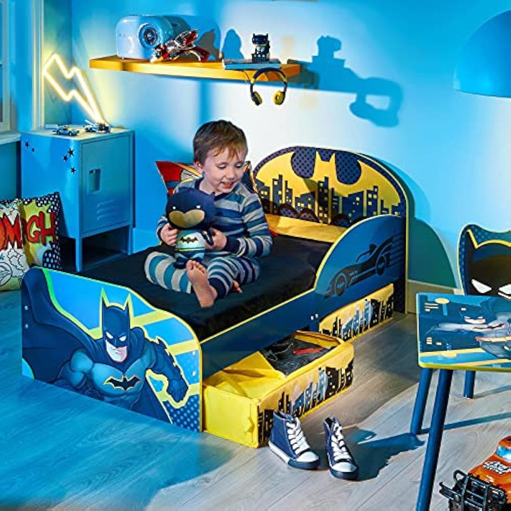 Batman Kids Toddler Bed with Storage Drawers -  Blue