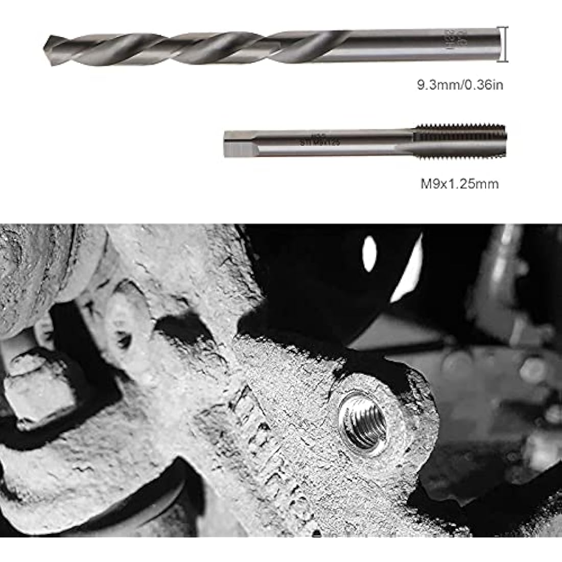 M9 x 1.25mm Metric Thread Repair Kit – 15pc Steel Tool Set