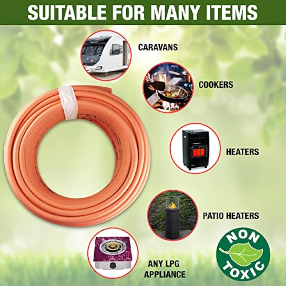 MYPURECORE 4m 8mm High-Pressure Gas Hose Pipe with 2 Clips for LPG BBQ