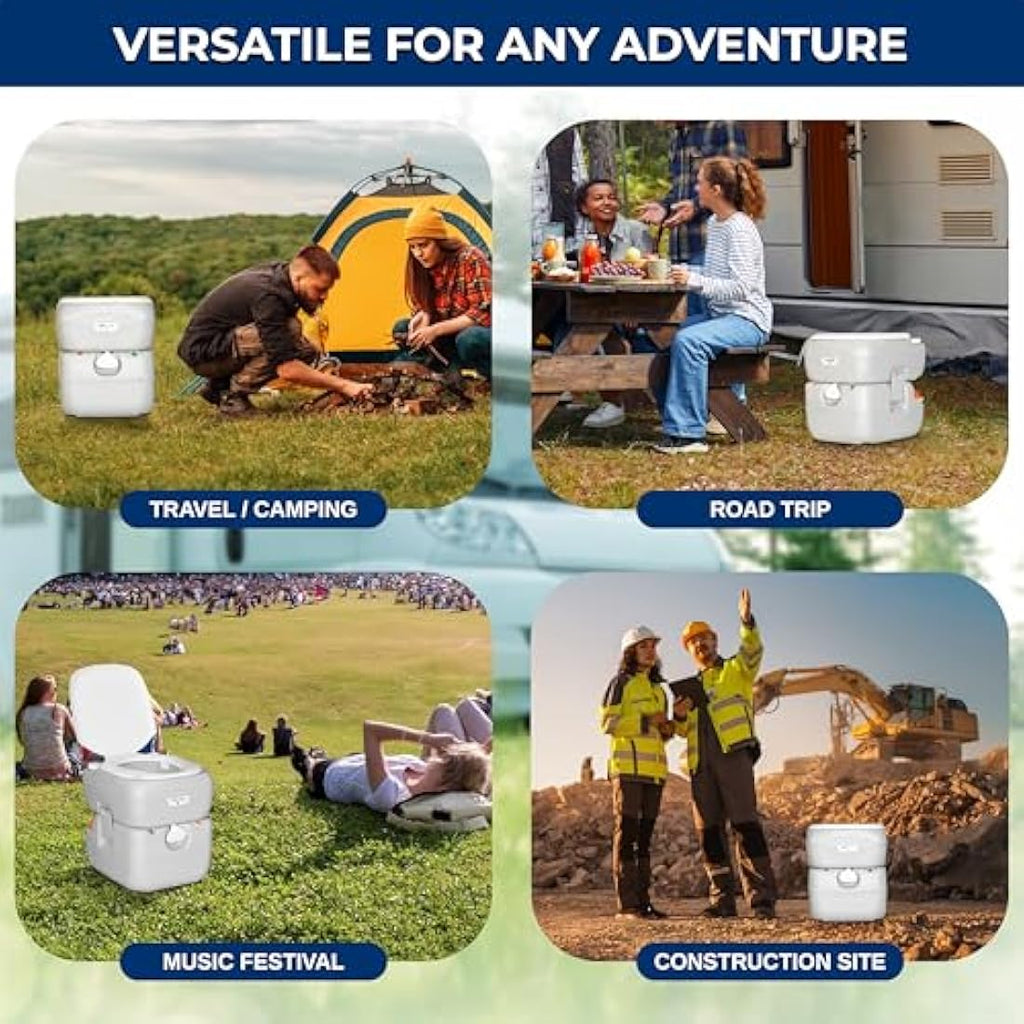 SereneLife Portable Toilet – 22L Leak-Proof Camping Porta Potty