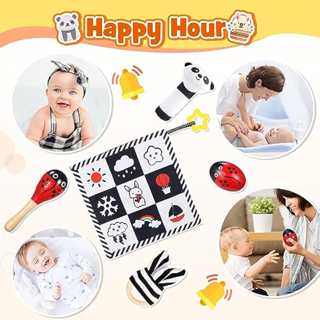 Black and White Sensory Toys – Montessori Baby Gift Set