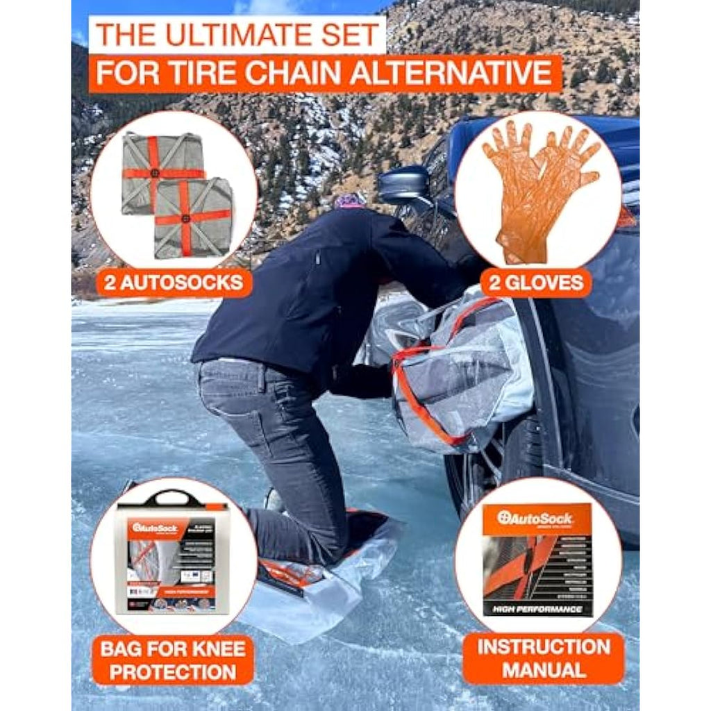 AutoSock HP 685E Textile Snow Socks – Winter Tire Traction Aid (1 Pair)