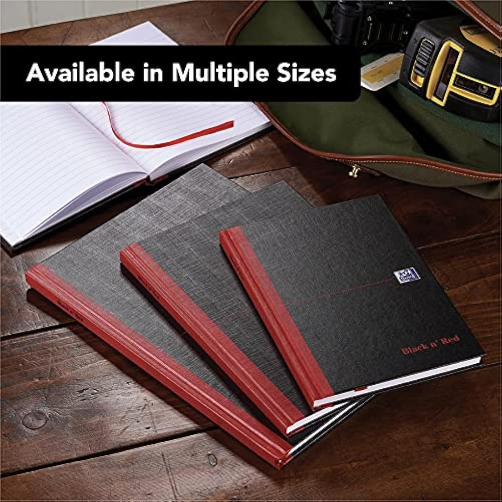 Oxford Black n' Red A4 Hardback Notebook - Lined 192 Pages (Pack of 5)