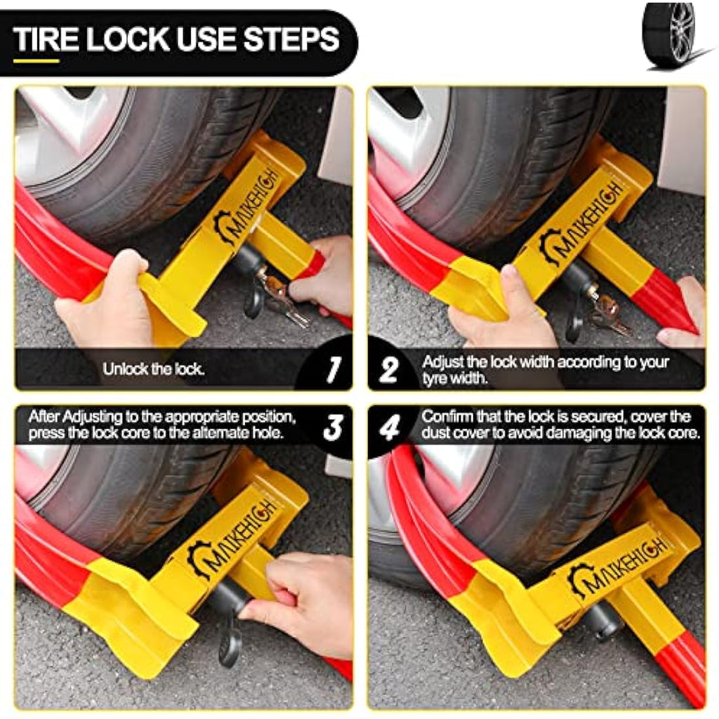 MAIKEHIGH Heavy Duty Wheel Clamp – Universal Anti-Theft Lock with 3 Keys