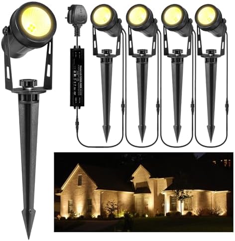 GreenClick 12V Low Voltage Garden Spike Lights – IP65 Waterproof (4 Pack)