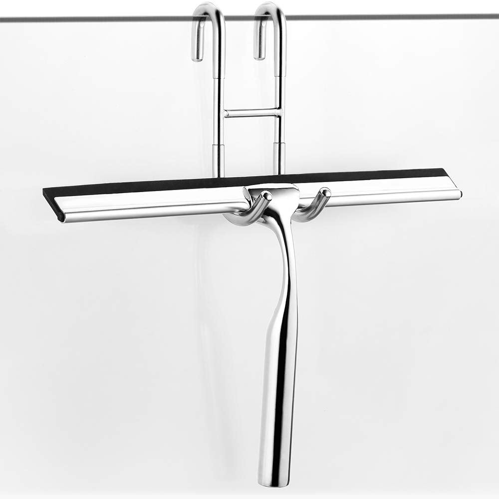 Ecooe Stainless Steel Shower Squeegee – 10in Glass Wiper with Hook