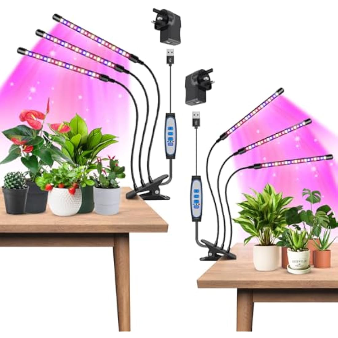Garpsen LED Grow Lights – 2-Pack Full Spectrum Clip-On Plant Lights