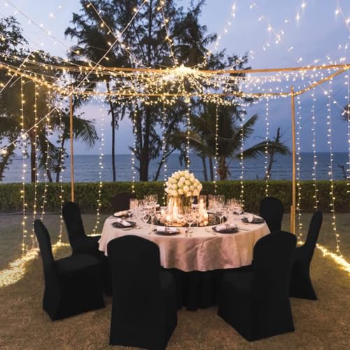 Kapwall 12-Pack Black Spandex Chair Covers for Wedding and Banquet