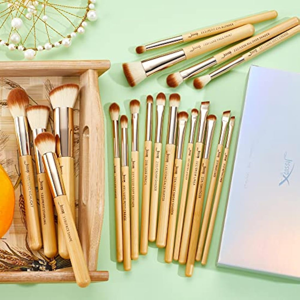 Jessup 20pcs Professional Bamboo Makeup Brushes Set | Vegan & Cruelty-Free