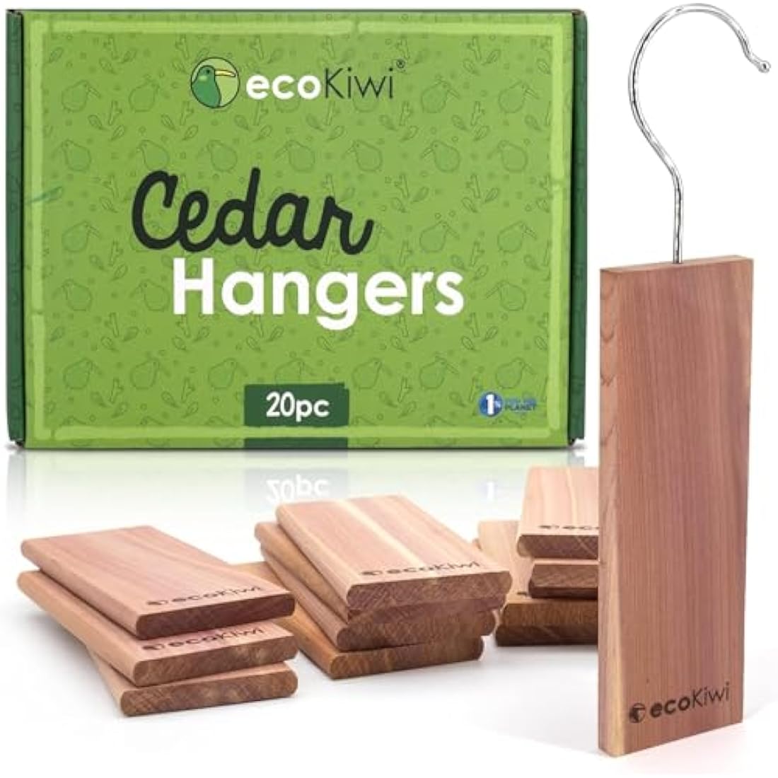ecoKiwi Cedar Wood Moth Repellent - 20 Pack Natural Hanging Wardrobe Blocks