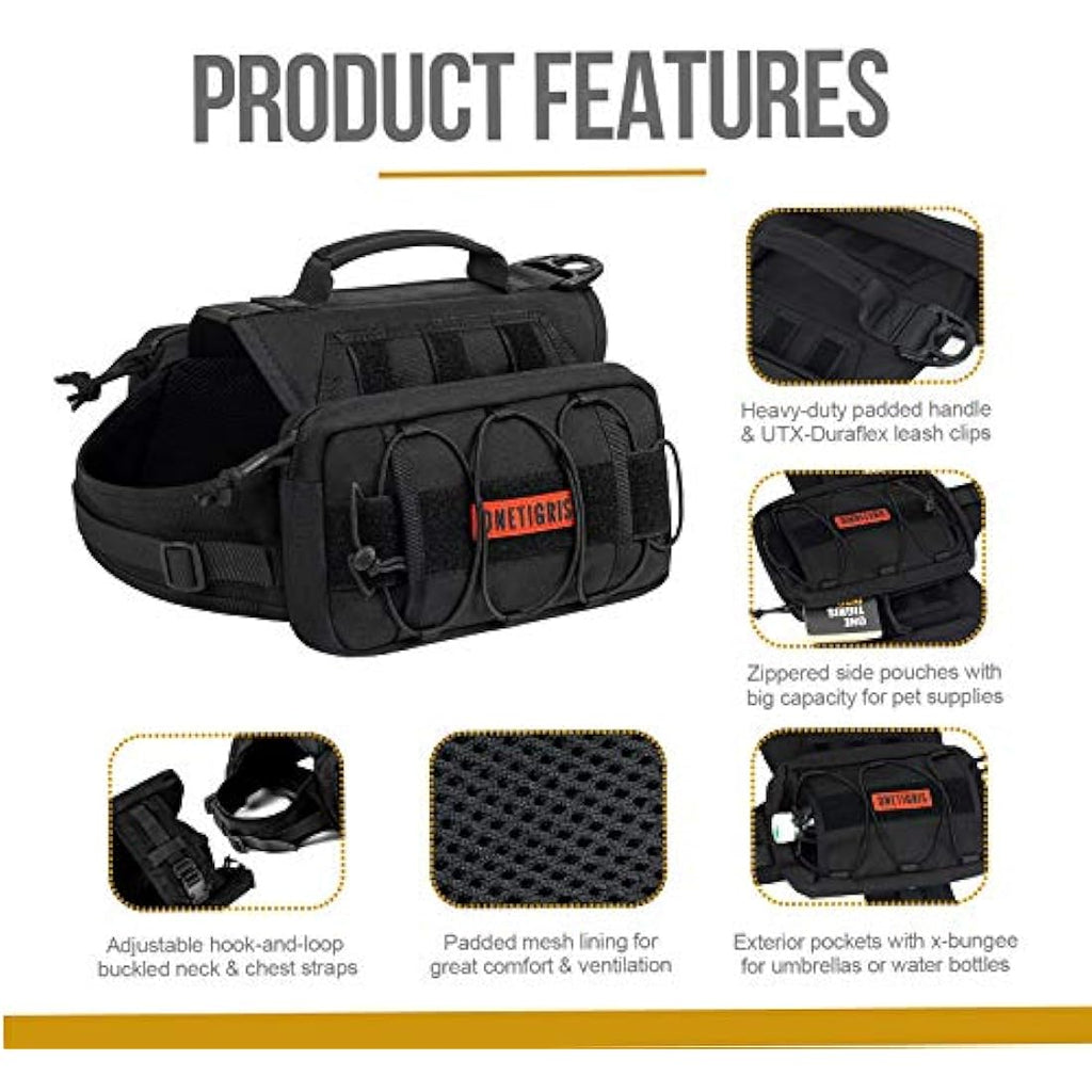 OneTigris Mammoth Dog Backpack 2.0 – Durable 1000D Nylon Hiking Pack