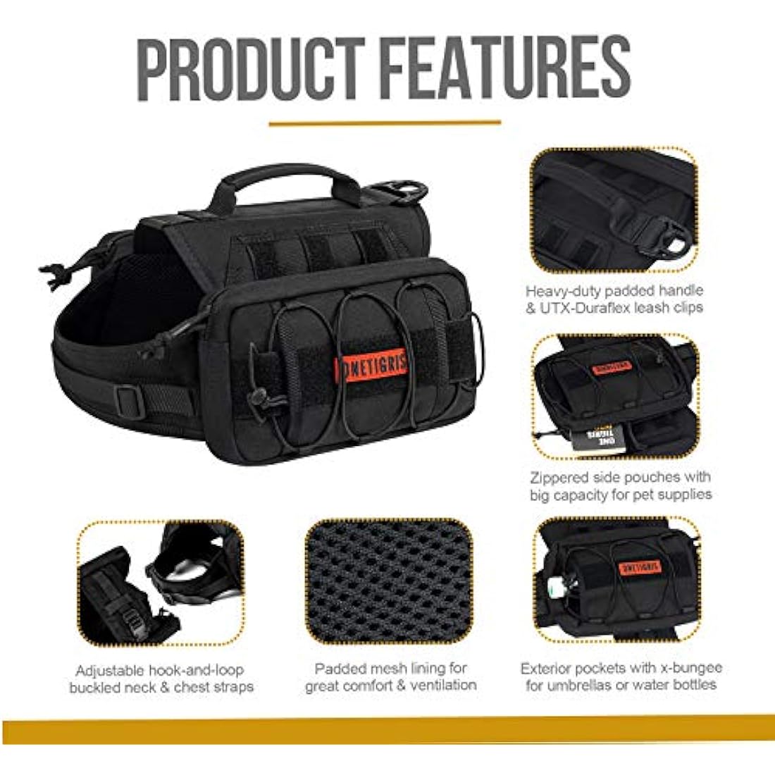 OneTigris Mammoth Dog Backpack 2.0 – Durable 1000D Nylon Hiking Pack