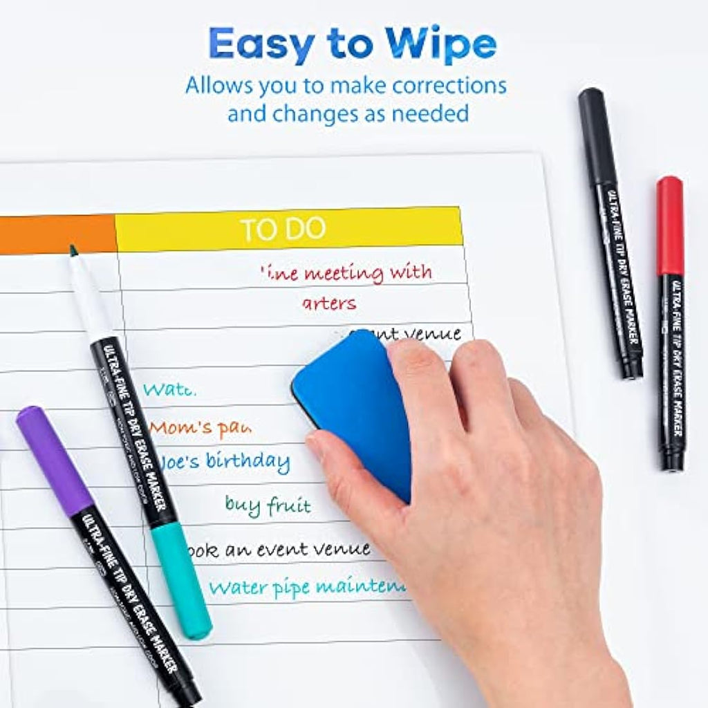 maxtek Ultra Fine Tip Dry Erase Whiteboard Markers - 12 Assorted Colors