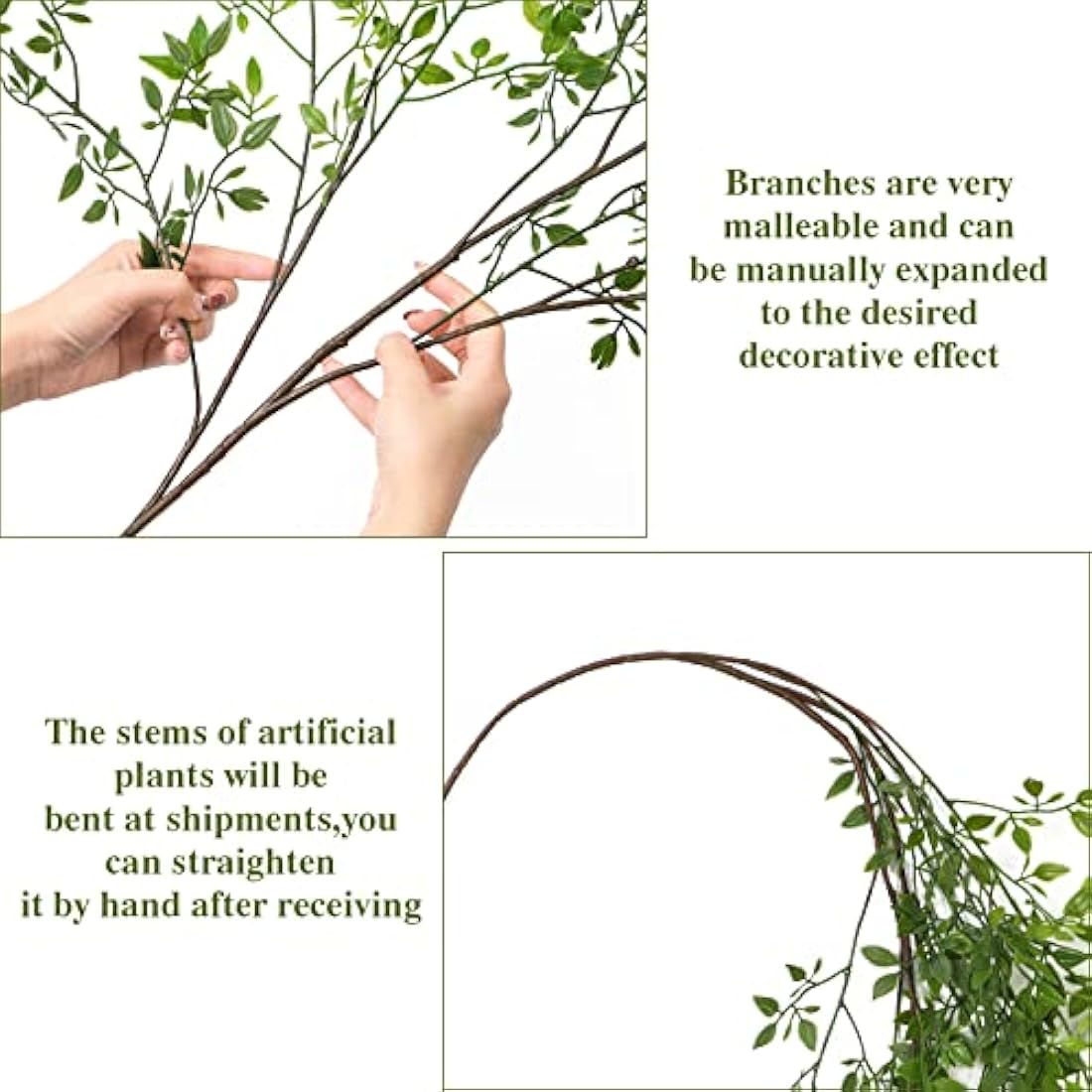 Jolof Store 2PCS Artificial Nandina Leaves Stems – 43.3in Greenery